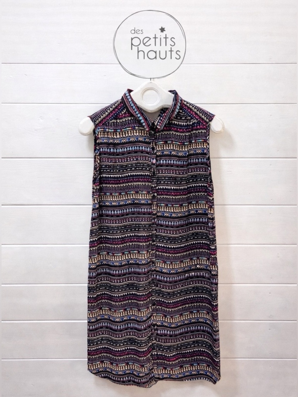 DES PETITS HAUTS Multicolor Silk Shirt Dress XL (T4)